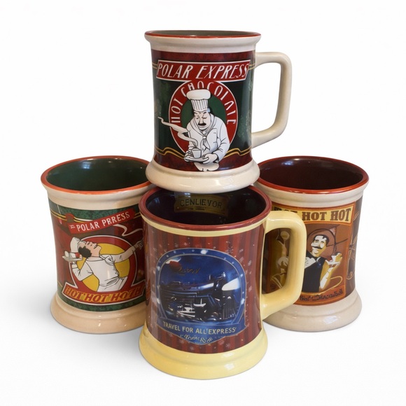 Warner Bros. Other - Set of 4 Polar Express Train Ceramic Coffee Cups Series